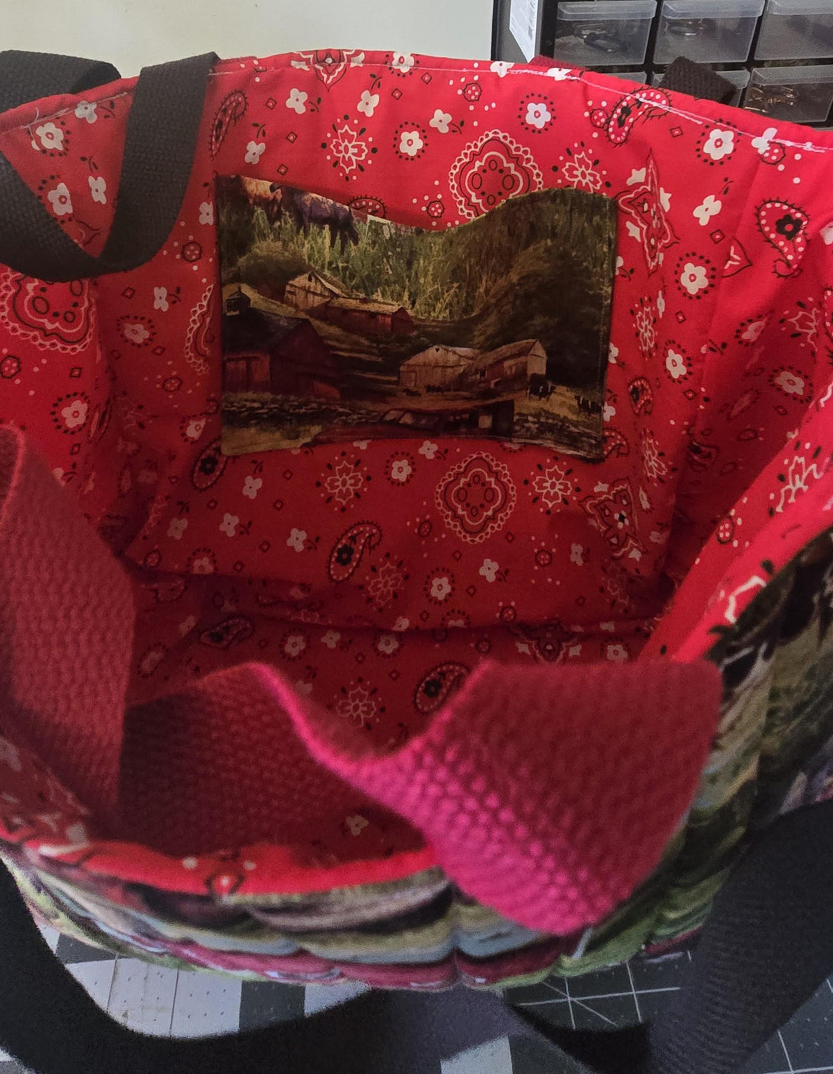 Quilted Cotton Tote Bag, Beach Travel Shoulder Carryall