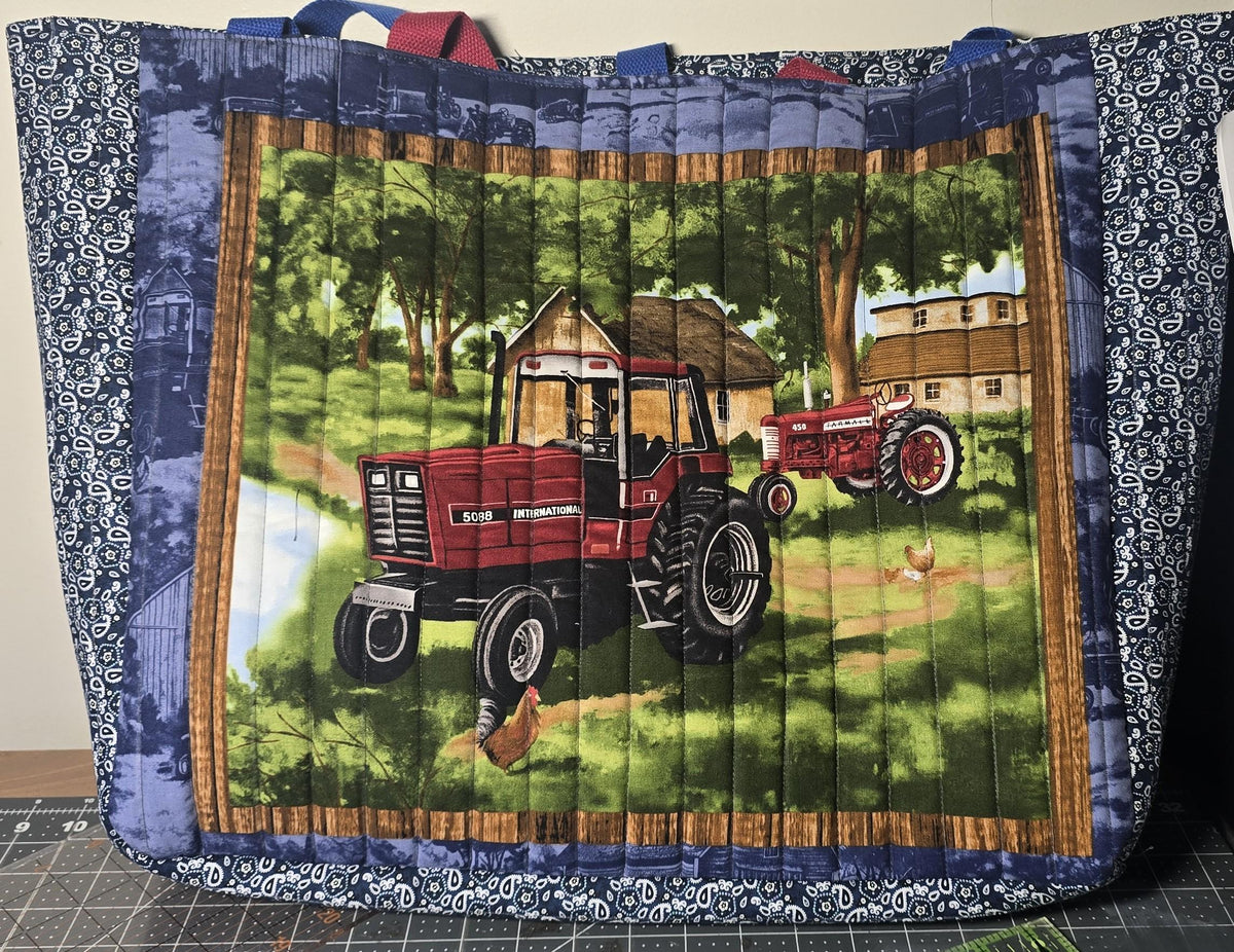 Quilted Cotton Farmall Tote Bag, Beach Travel Shoulder Carryall