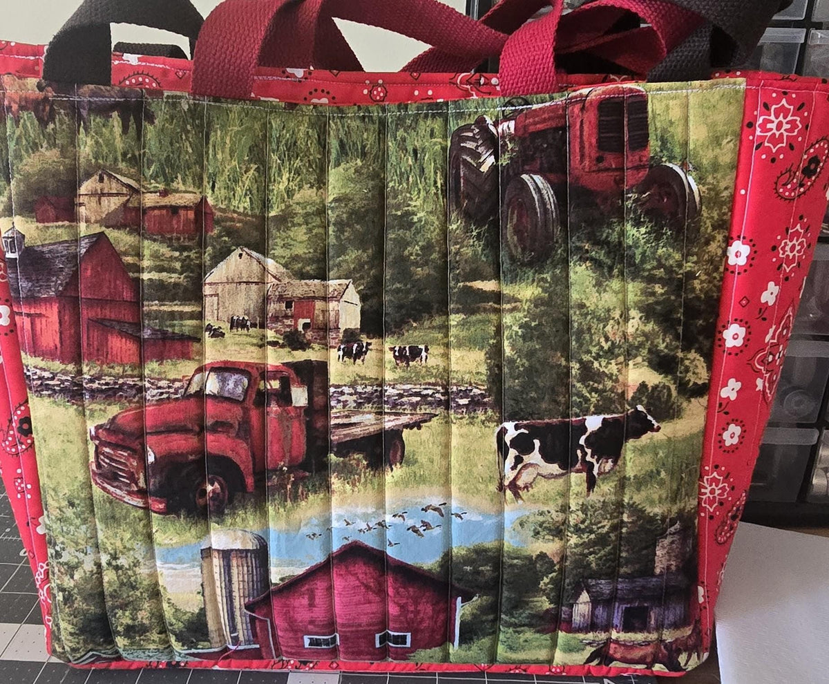 Quilted Cotton Tote Bag, Beach Travel Shoulder Carryall
