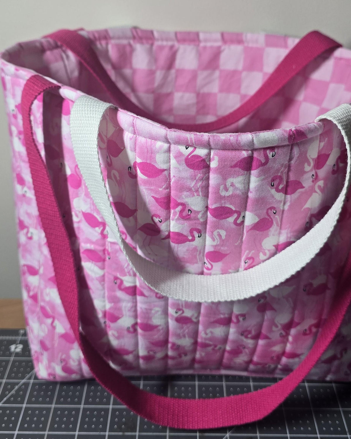 Quilted Cotton Tote Bag, Beach Travel Shoulder Carryall