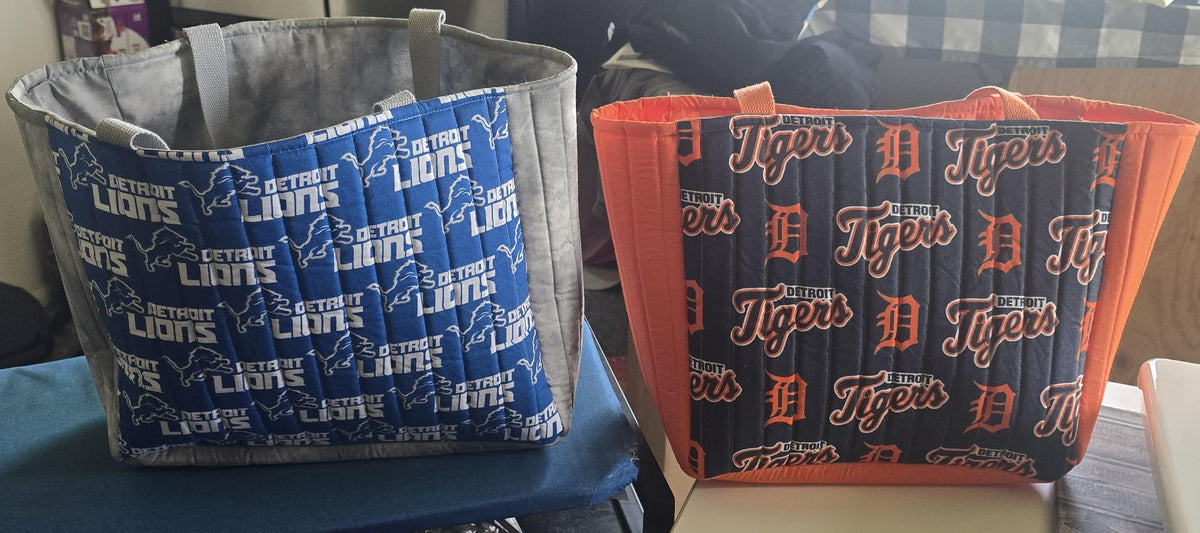 Quilted Detroit Lions or Detroit Tigers Tote