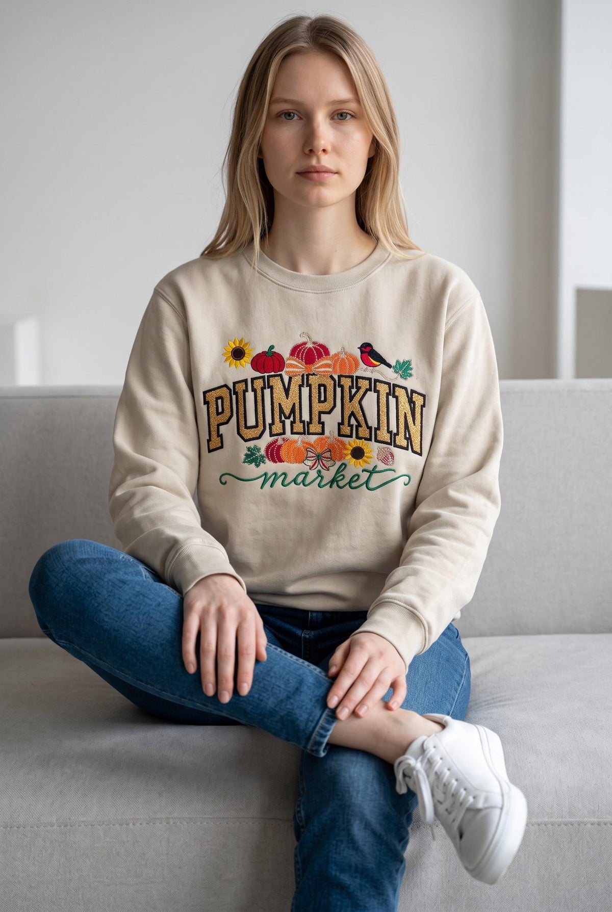 Custom Embroidered Pumpkin Market Shirt