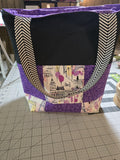 Vintage Parisian Charm: Handcrafted Purple Patchwork Tote