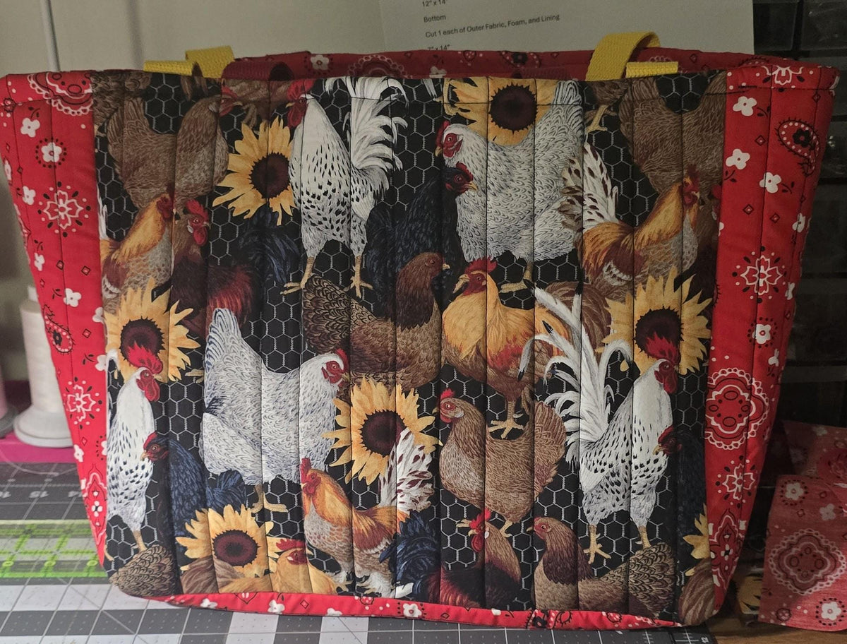 Quilted Cotton Tote Bag, Beach Travel Shoulder Carryall